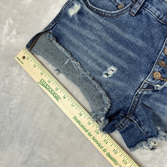 Free People Shorts Womens 28 Destroyed Distressed Raw Hem Button Fly Festival - Picture 7 of 10